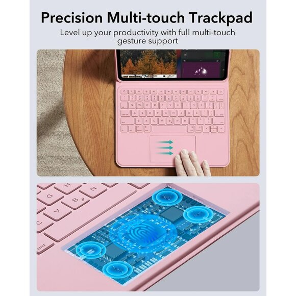 ESR Ascend Keyboard Case for iPad Air 11" (M2/M3) & Pro 11, Detachable - Pink - Picture 6 of 8